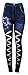 Enimay Women's Jean Look Leggings Tights Pants Floral Design Fashion Rips Ripped Blue Lily One Size