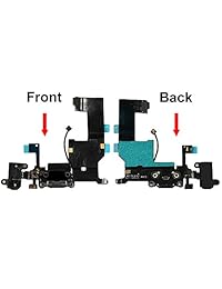 Conector Dock para iPhone 5 USB Puerto de carga flex conector de altavoz mic audiojack Antena botón de inicio y instalados incl 2 x Destornillador MMOBIEL, Negro