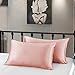 Leccod 2 Pack Silky Satin Pillowcase for Hair and Skin Cool Super Soft and Luxury Pillow Cases Covers with Envelope Closure (Coral Pink, Standard: 20x26)
