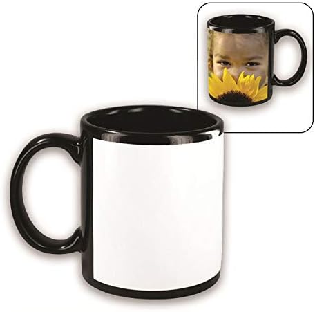 Mug 36pc Black ORCA Blank Ceramic Mugs with White Sublimation Patch - 36 per case