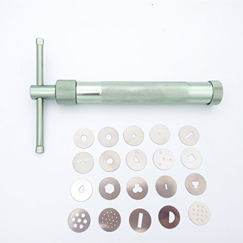 COMIART Clay Gun Extruder with 20 Unique Disc Designs, Professional Tools for Clay Pottery Sculpture & Polymer Modeling & Ceramic Craft & Fondant Cake (Big Size)