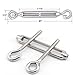 M6 Turn Buckle Tension Hook and Eye Hook & Eye Turnbuckle 304 Stainless Steel Hardware Kit for Wire Rope Tension Heavy Duty UV Resistant for Sun Shade sail Installation Waterproof Anti Rust Pack of 5