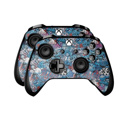 Glossy Glitter Skin Compatible with Microsoft Xbox One Controller (2 Pack) - Bl…