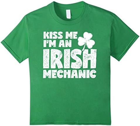 Kids Kiss Me I'm An Irish  Mechanic Shirt 6 Grass