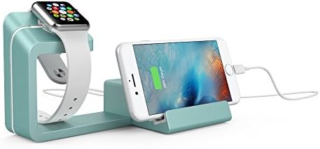 Element Works Dual 2-in-1 Charging Stand &amp; Dock for Apple Watch and Apple iPhone (Teal)