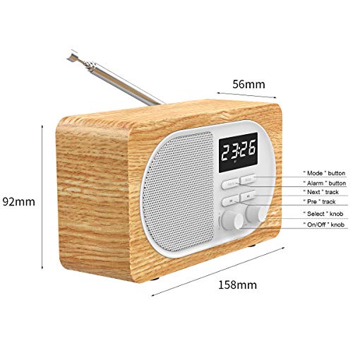 Radio Retro Bluetooth Speaker, Bluetooth 5.0 True Wireless Speakers with HD Sound and Rich Bass, FM Radio Night Light LED Digital Display Sleep Timer Built-in USB, TF Card Slot & AUX Input