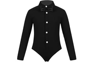 Agoky Kids Boys Salsa Latin Dance Leotard Ballroom Salsa Tango Modern Dance Performance Costume Athletic Shirt Outfit