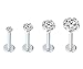 Injoy Jewelry 16G Stainless Steel 2-5mm CZ Lip Studs Labret Monroe Nose Tragus Helix Ear Piercing Jewelry