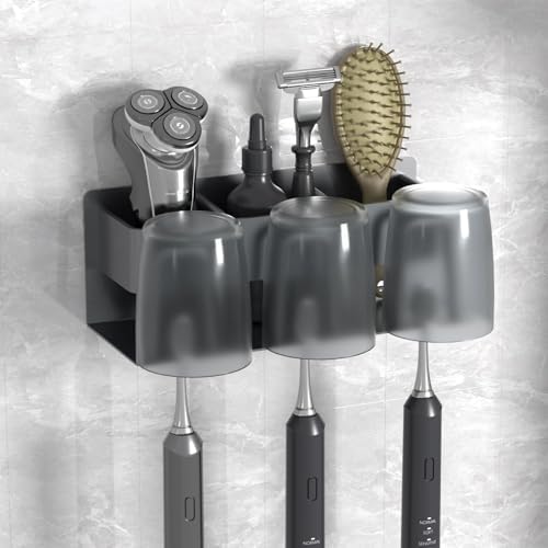 Support pour brosses à dents, brosse électrique, aluminium spatial, couleur gris, sans perçage