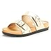 DREAM PAIRS ABI Women's Summer Open Toe Double Buckle Strap Fashion Cozy Footbed Flat Sandals