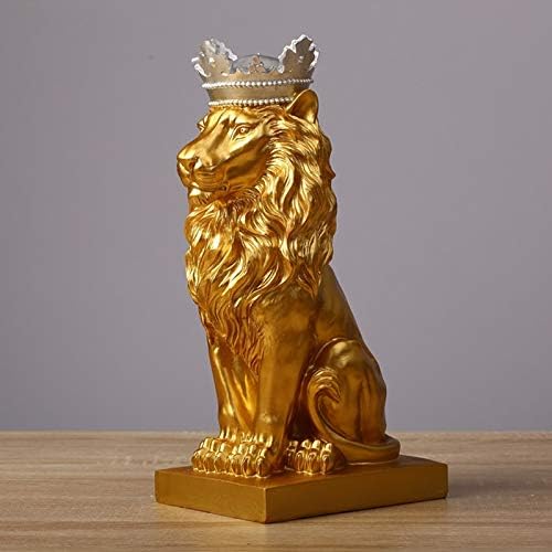 DAJIADS Figurine Figurines Statue Statues Statuette Sculptures Buddha Creative Modern Gold Crown Black Lion Statue Aanimal Figurine Sculpture for Home Decorations Attic Ornaments