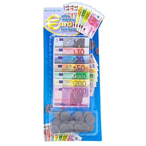 Out of the blue Spielgeld Kunstoff Münzen Papier Scheine 90 teilig Währung € Euro Kaufladen Kind