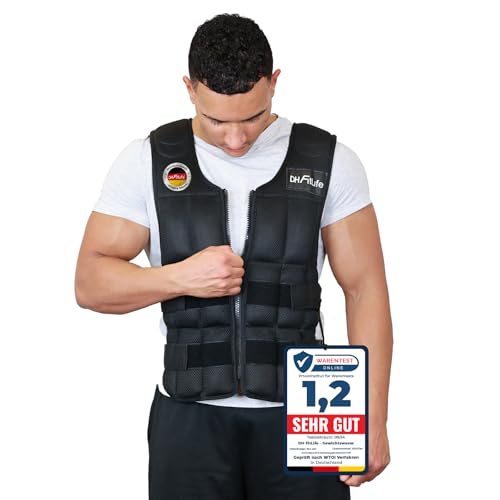 DH FitLife Gewichtsweste 20kg, verstellbar, mit 38 Eisensand Blöcken