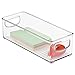 mDesign Small Plastic Office Storage Container Bins with Handles for Organization in Filing Cabinet, Closet Shelf, or Desk Drawers, Organizer for Notes, Pens, Pencils, Ligne Collection, Clear