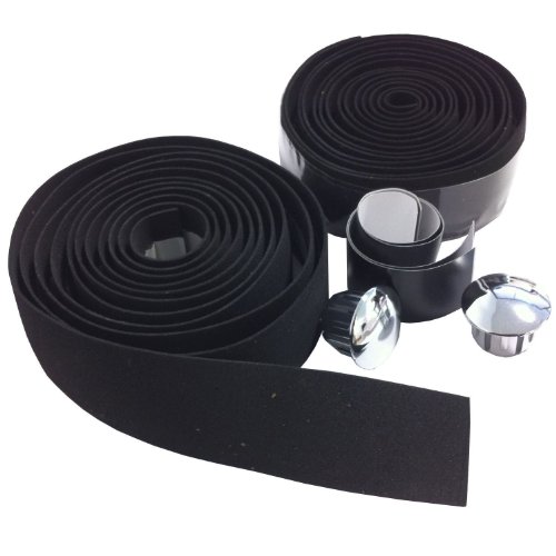 VeloChampion EVA Cork Handlebar Tape with Bar End Plugs - Wrap in Black
