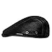 LETHMIK Genuine Deerskin Flat Cap Irish Newsboy Ivy Hat Unique Cabbie Driving Cap Black-XXL
