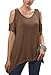 Urban CoCo Women's Vogue Shoulder Off Wide Hem Design Top Shirt - Large - Coffee