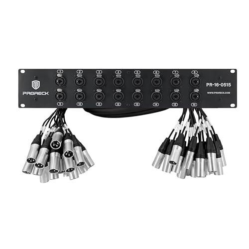 PRORECK Rack-Mount TRS XLR Combo Splitter Snake Kabel, geeignet für Live, Aufnahmen, Bühne, Studio (1,5 m x 4,5 m - 16 Kanal) PR-16-0515, 2U