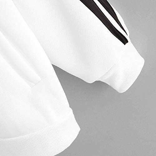 XOWRTE Cardigan for Women Plus Size Long Sleeve Kimono Outerwear Blouse Jacket Striped Patchwork Zip Pocket Sport Coat - Thumbnail 3