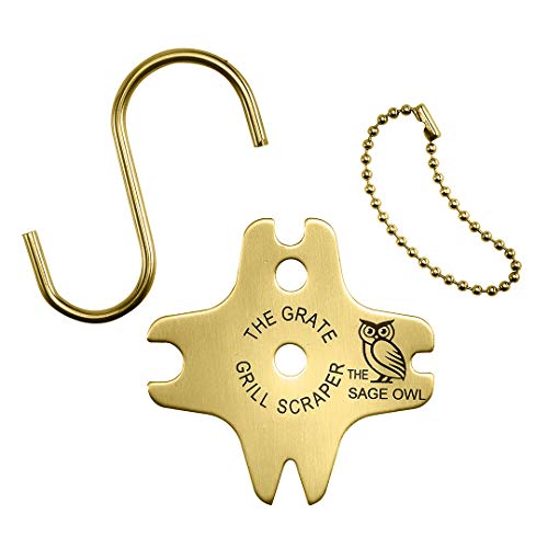 One Piece Brass Grill Cleaner - Bristleless Method to Clean Your Barbecue Grill Grates - The Grate Grill Scraper