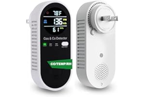 VZMCOV Combustible Gas & Carbon Monoxide Detector 4-in-1 Alarm with Temp/Humidity Sensor – Plug-in CO/Gas Leak Detector for Home, RV, Apartment Safety (Explosive Gas & CO Detection) 1-Pack