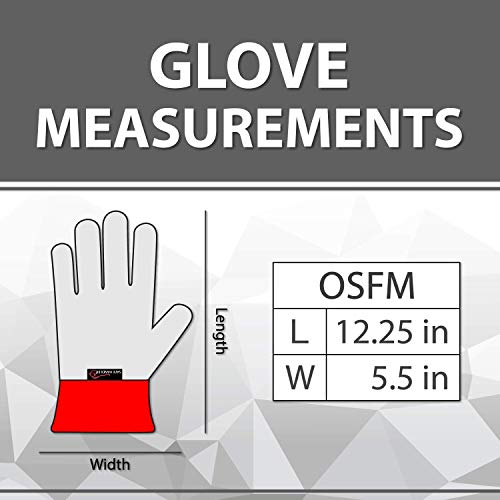 SAFE HANDLER Performance Leather Gloves | Full Split, Leather Palm, Safety Work Gloves, Rubber Gauntlet Safety Cuff, Kevlar Stitching, Grade A Split Leather, OSFM, 3 Pairs - Thumbnail 3