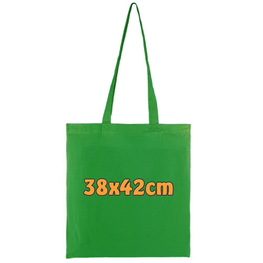 Cottonbagjoe Cotton Bags | 38 x 42 cm | Blank | with Two Long Handles | Paintable | Öktex 100 Certified | Jute Bag | Fabric Bags, apple green, 38x42 cm