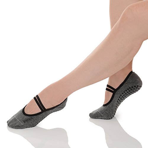 Great Soles Women's Ballet Grip Socks for Barre Pilates Yoga (Heather Grey)