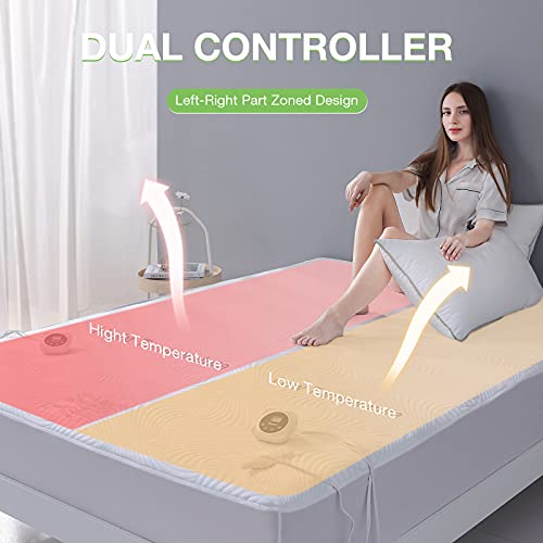 Queen Size Zoned Electric Heated Mattress Pad Dual Control,Heating