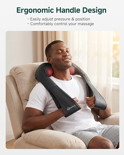 Shiatsu Neck Massager Kneading Shoulder Massage Pillow with Heat for Car Home Office Use SL632 Snailax (Black)