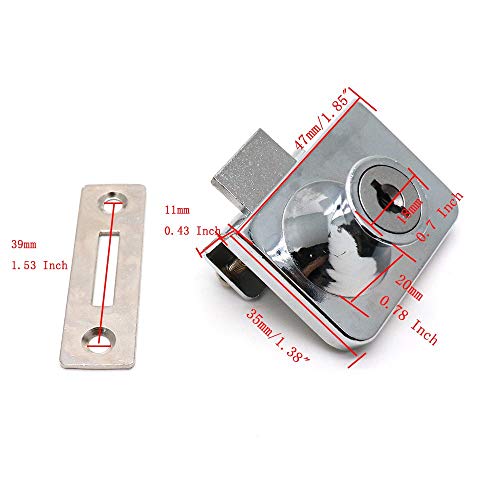 BTMB Drawer Display Case Showcase Glass Door Cabinet Lock,2 Set w 4 Keys (Keyed Alike) - Thumbnail 2