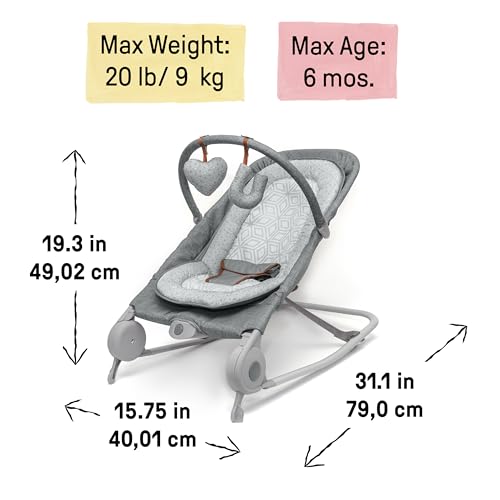 Summer Infant 2-in-1 Bouncer & Rocker Duo (Heather Gray) Convenient and Portable Rocker and Bouncer for Babies Includes Soft Toys and Soothing Vibrations