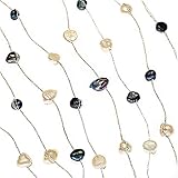 Silk Thread and Black White Cultured Freshwater Pearl Multi Strand Cluster Necklace, 17-19 inches