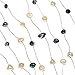 Silk Thread and Black White Cultured Freshwater Pearl Multi Strand Cluster Necklace, 17-19 inches