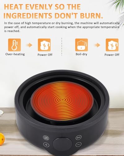 Electric Hot Pot Mini Cooker, 1.8L Ceramic Non-Stick Frying Pan with Steamer, 800W Multifunction Skillet for Stew, Ramen, Pasta & Soup, Ideas for Home Dorm & Travel