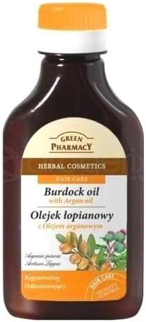Natural Burdock Oil with Argan Oil for Hair &amp; Scalp ?Helps Reduces Dandruff &amp; Seborrhoea, Smoothes &amp; Strengthens Hair &amp; Restores Radiance -100ml by Green Pharmacy Cosmetics
