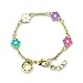 A Touch of Dazzle Flower Charm Bracelet for Girls Jewelry Sparkling Crystal Balls or Hand Painted Flower Charms on an 18K Gold Plated Link Chain Bracelet