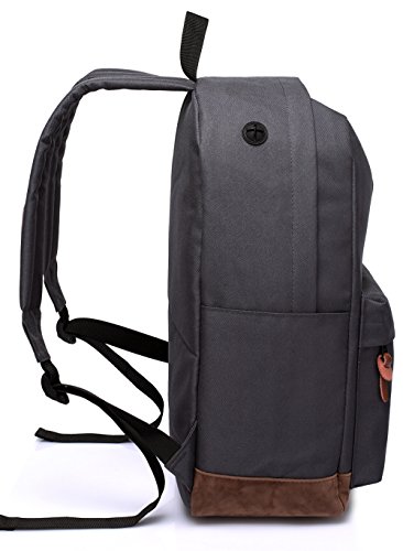 Vaschy School Backpack for College Students Casual Daypack with Padded 14 inch Laptop Compartment Dark Gray