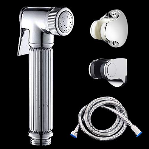 Toilet Hand Held Bidet Sprayer Kit, Stainless Steel Bathroom Shower Bidet Taps Spray Toilet Cleaning Copper Faucet Chrome Plating for Bidet Attachment,Pet Washing,Cleaning Rinsing Toilet (Kit B)