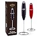 Hand MILK FROTHER - drink mixer portable Electric mini foam maker with stainless whisk - accessories for bulletproof coffee, cappuccino, latte, frappe, matcha - battery operated milk foamer (Black)