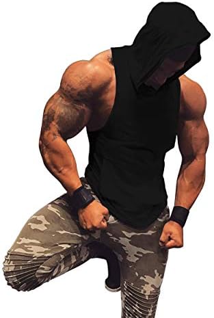 Mens Gym Muscle Fit Workout Shirt Lightweight Sleeveless Hoodies