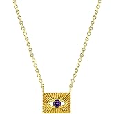 Gempires Evil Eye Necklace for Women 14k Gold Plated Dainty Pendant with Genuine Gemstone Protective Charm Minimalist Handmade Crystal Jewelry Layering Necklace Gift for Her