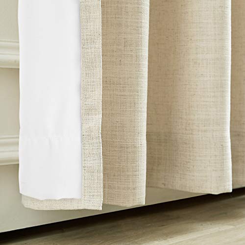 ChadMade Extra Wide Curtain Panels 100" W x 96" L Polyester Linen Drapes with Blackout Lining Pinch Pleat Curtain Panels Solid Luxury Drapable Livingroom (1 Panel) Sand Beige