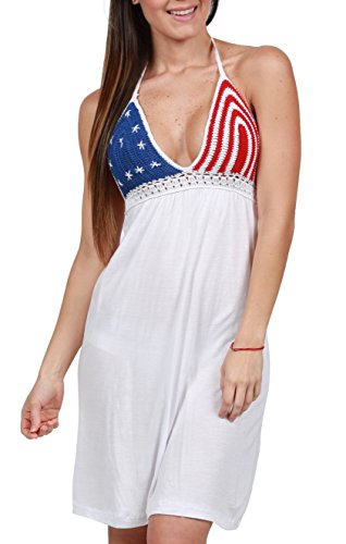 Womens American Flag Dress Crochet Backless Halter Summer Usa Dress |  Desertcart Cayman Islands
