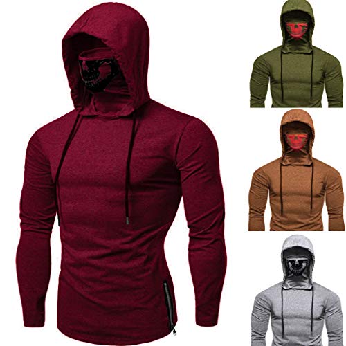 Simayixx Sweatshirts for Men Plus Size, Men Gifts Fashion Hoodies Shirt School Boys Tops Mask Skull Blouse Retro Pullover