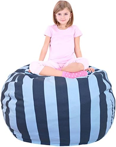 Kids Bean Bag | Large Bean Bag | Children's Chair Cover | Children Chair | Soft Toy Bag | Kids Toys Organizer | Bean Bag Cover | Comfy Chair Comfortable Seating for Kids Dark Grey Stripes