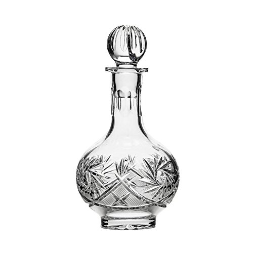 Neman, Set of 16 Oz. Crystal Decanter and Six 1.5 Oz. Vodka Shot Glasses, Hand-Made Crystal Cut Liquor Sherry Shots and Carafe with Stopper, 1+6-Piece Set