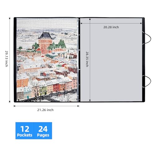 SLEEPHEAD® Puzzle Storage Folder for1000Pieces – Portable Jigsaw Puzzles Organizer Binder Fits Up to 24 Puzzles, 12 HD Film Pockets, Puzzle Keeper for Adults