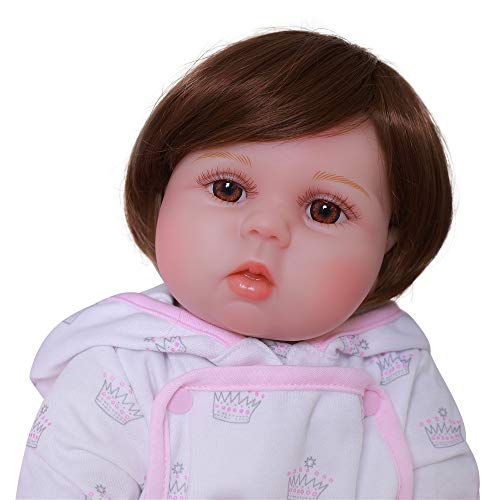 ZIYIUI 24inch 60cm Lebensechte Puppen Reborn Babys Mädchen silikon Junge wie echtes babypuppen Girls Toddler Puppe Augen… – Bild 3