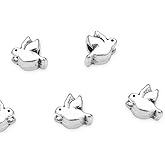 20pcs Cute Dove Bird Symbol of Peace Hope Large Hole Animal Loose Beads (4.5mm Hole) Antique Silver Metal Spacer for DIY Craft Jewelry Making MEC-A2